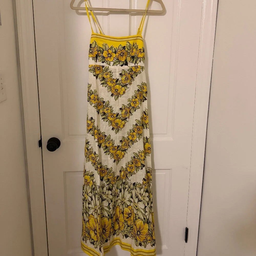 ALEMAIS Gisela Floral Linen Sleeveless Midi Dress Size US 4 - Picture 2 of 4